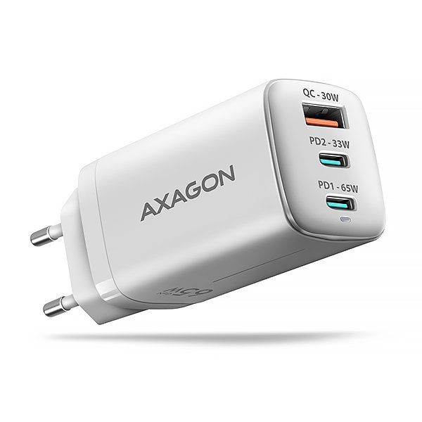AXAGON ACU-DPQ65W, GaN nabíječka do sítě 65W, 3x port (USB-A + dual USB-C), PD3.0/ QC4+/ PPS/ Apple - obrázek produktu