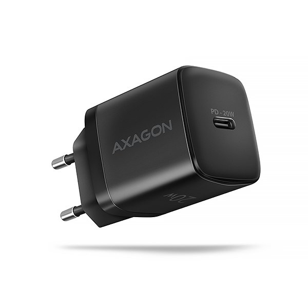 AXAGON ACU-PD20, nabíječka do sítě 20W, 1x port USB-C, PD3.0/ PPS/ QC4+/ AFC/ Apple, černá - obrázek produktu