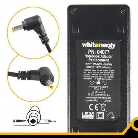Whitenergy napájecí zdroj 18.5V/ 4.9A 90W konektor 4.8x1.7mm, Compaq - obrázek produktu