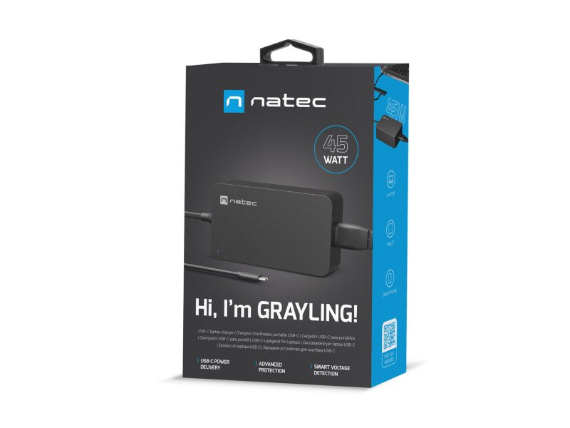 Nabíječka Natec GRAYLING 45W USB-C pro notebooky, tablety, smartphony - obrázek č. 1