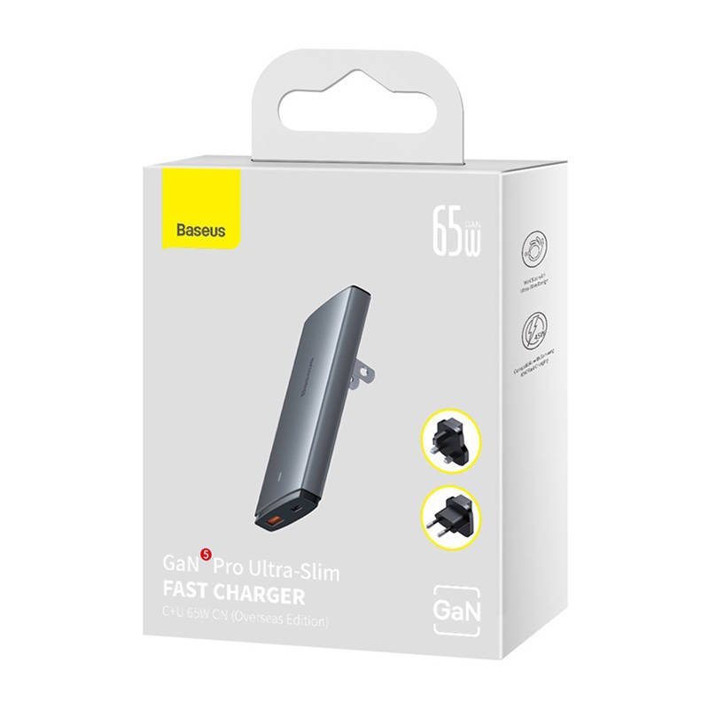 Baseus Nabíječka do sítě GaN5 Pro Ultra Slim USB-C/ USB-A 65 W šedá - obrázek č. 7