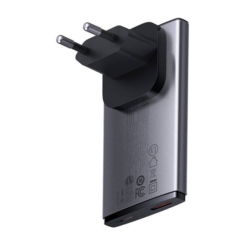 Baseus Nabíječka do sítě GaN5 Pro Ultra Slim USB-C/ USB-A 65 W šedá - obrázek č. 2