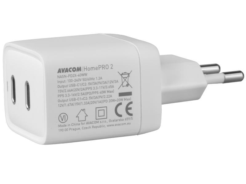AVACOM HomePRO 2 síťová nabíječka s Power Delivery 40W se dvěma USB-C výstupy - obrázek produktu