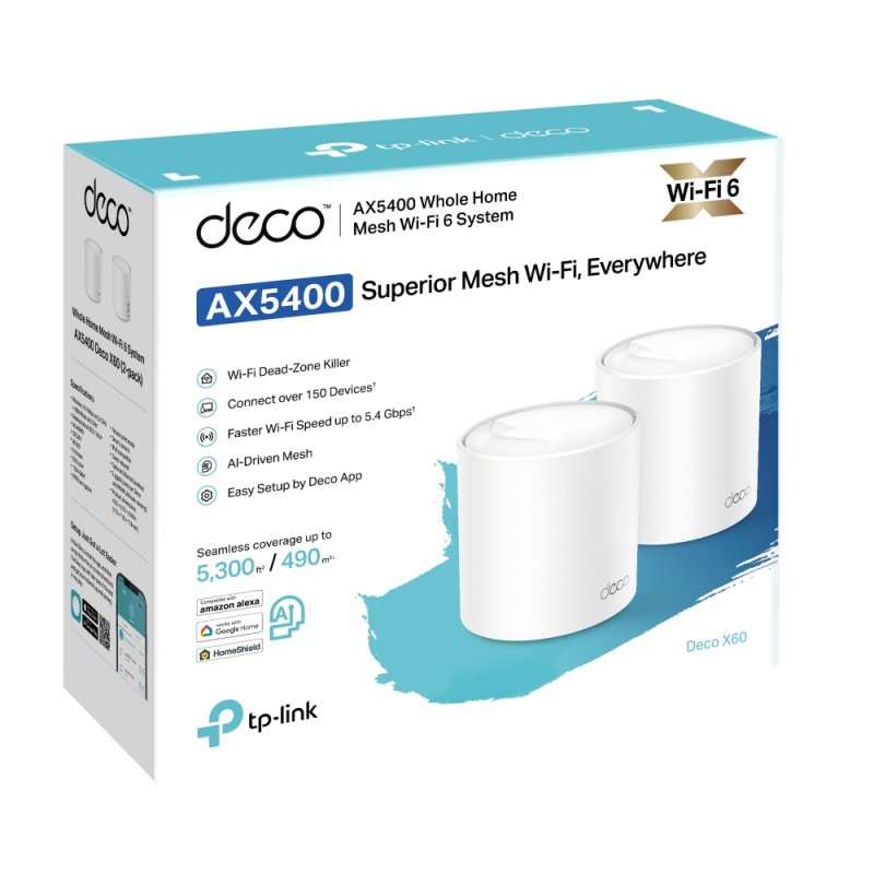 TP-Link AX5400 Smart Home Mesh WiFi6 System Deco X60(2-pack)v3.2 - obrázek č. 1