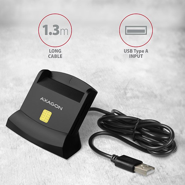 AXAGON CRE-SM2, USB-A StandReader 4-slot čtečka Smart card (eObčanka) + SD/ microSD/ SIM, kabel 1.3 m - obrázek č. 6