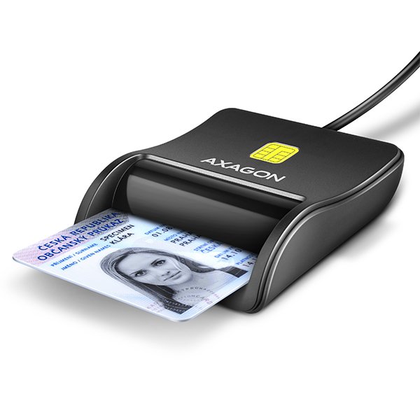 AXAGON CRE-SM3N, USB-A FlatReader čtečka kontaktních karet Smart card (eObčanka), kabel 1.3m - obrázek produktu