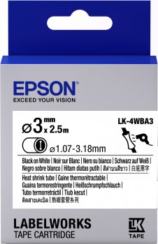 Epson Label Cartridge Heat Shrink Tube (HST) LK-4WBA3 Black/ White D3mm (2.5m) - obrázek produktu
