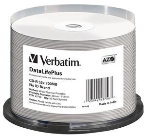 VERBATIM CD-R(50-Pack)/ 52x/ 700MB/ ThermoPrint/ NoID - obrázek produktu