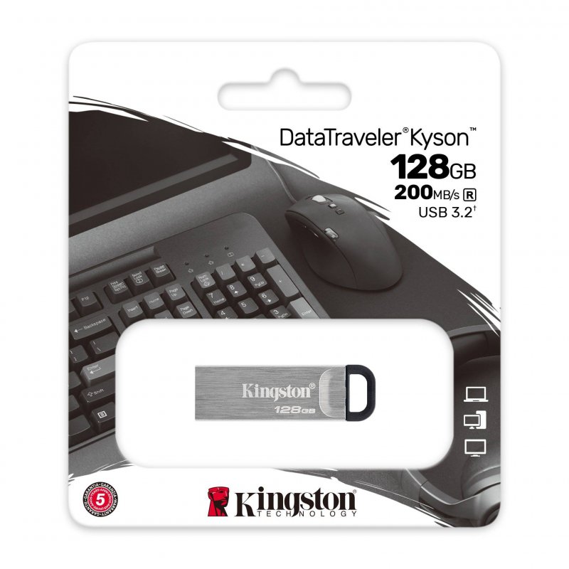 Kingston DataTraveler Kyson/ 128GB/ USB 3.2/ USB-A/ Stříbrná - obrázek č. 2