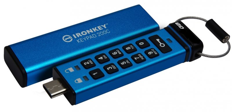 Kingston Ironkey Keypad 200C/ 64GB/ 280MBps/ USB 3.0/ USB-C/ Modrá - obrázek produktu