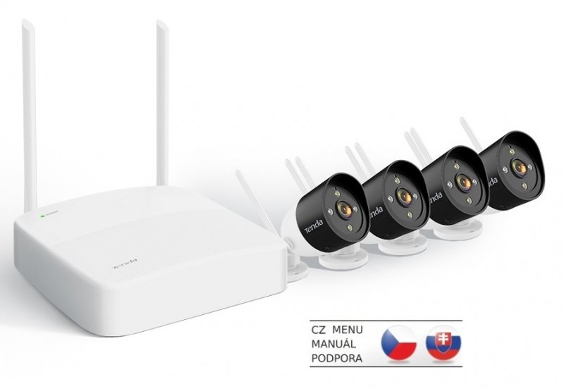 Tenda K4W-3TC - bezdrátový Wi-Fi kamerový set 2K (3MP), NVR + 4x IP kamera s LED, CZ aplikace - obrázek produktu
