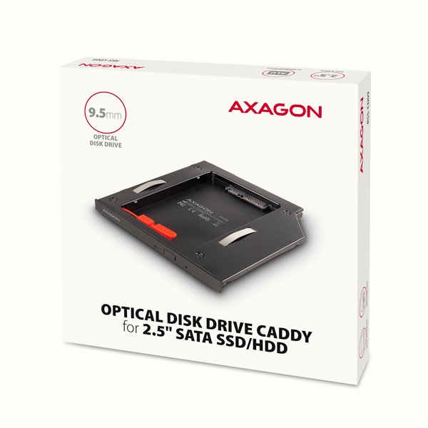 AXAGON RSS-CD09 rámeček pro 2.5" SSD/ HDD do DVD slotu, 9.5 mm, LED, hliník - obrázek č. 8