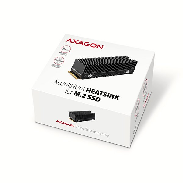 AXAGON CLR-M2XT, hliníkový pasivní chladič pro jedno i oboustranný M.2 SSD disk, výška 24 mm - obrázek č. 5