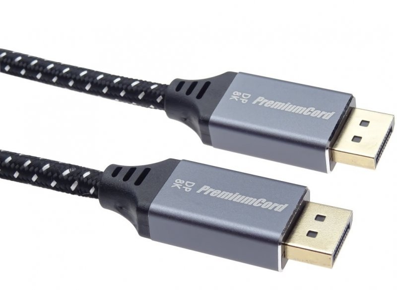 PremiumCord DisplayPort 1.4 přípojný kabel, kovové a zlacené konektory, 1m - obrázek produktu