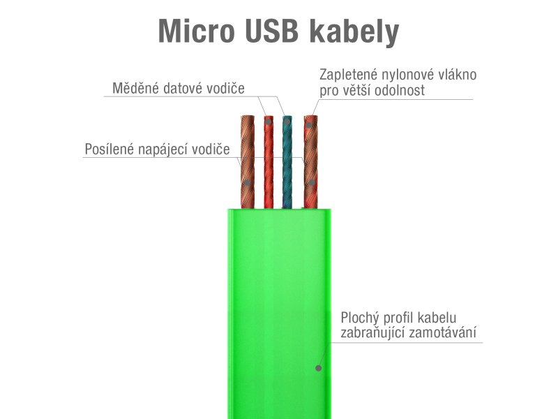 Kabel AVACOM MIC-120G USB - Micro USB, 120cm, zelená - obrázek č. 1