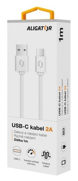 ALIGATOR Datový kabel 2A, USB-C bílý - obrázek č. 1