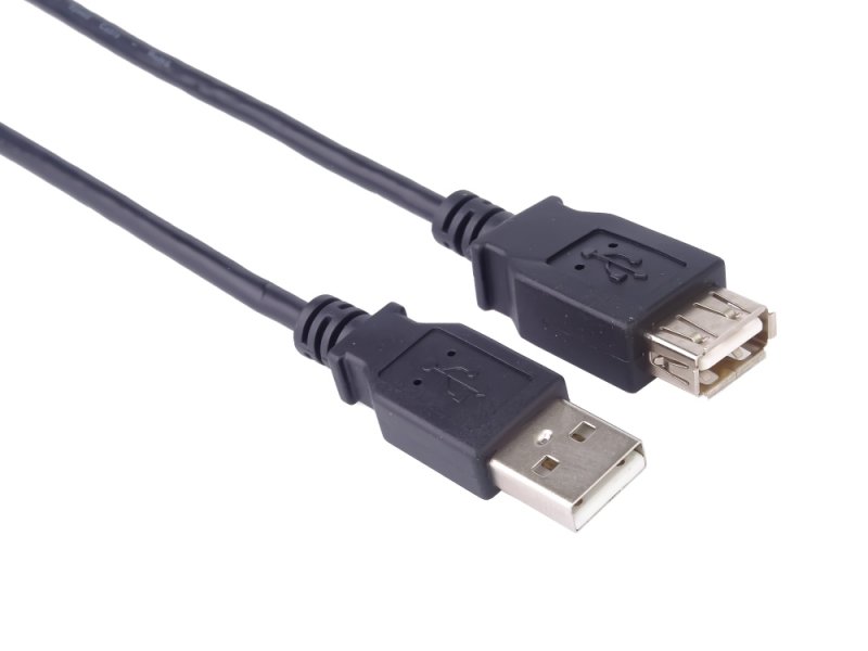 USB 2.0 kabel prodlužovací, A-A, 1m černá - obrázek produktu