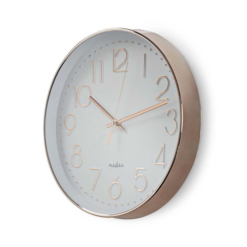 Nástěnné hodiny | Průměr: 300 mm | Plast | Bílá / Růžové Zlato - obrázek č. 1