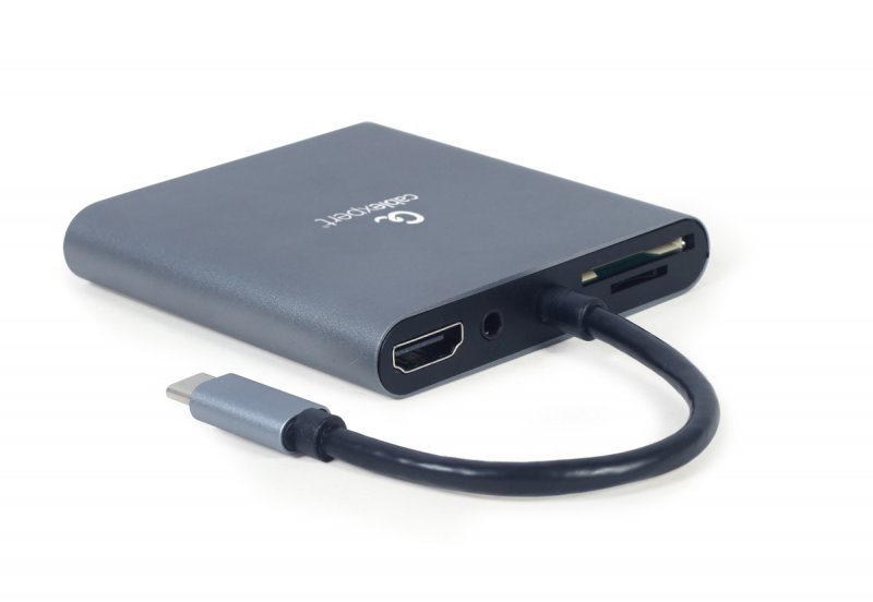 Gembird USB-C 6v1 multiport USB 3.1 + HDMI + VGA + PD + čtečka karet + stereo audio - obrázek č. 1