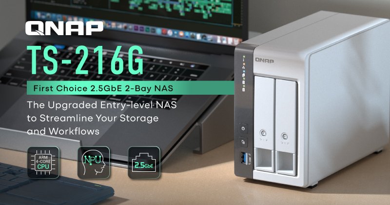 QNAP TS-216G (4core 2,0GHz + NPU, 4GB RAM, 2x SATA, 1x GbE, 1x 2,5GbE, 2x USB 2.0, 1x USB 3.2) - obrázek č. 2