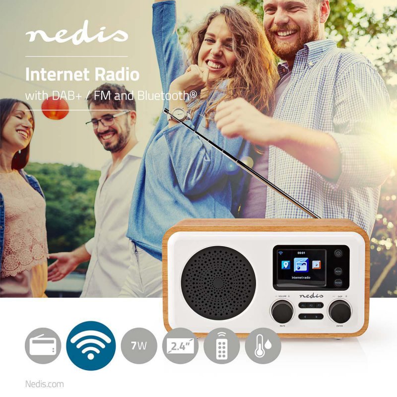 Internetové rádio | Bluetooth / Wi-Fi | DAB+ / FM / Internet | LCD 2.4" |  7W  (RDIN2000WT) - obrázek č. 1