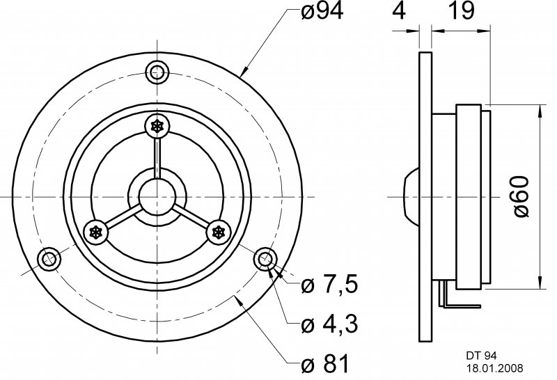 DT 94 - 8 Ohm - 20 mm (0,8") polykarbonátový HiFi měnič VS-DT94/8 - obrázek č. 1