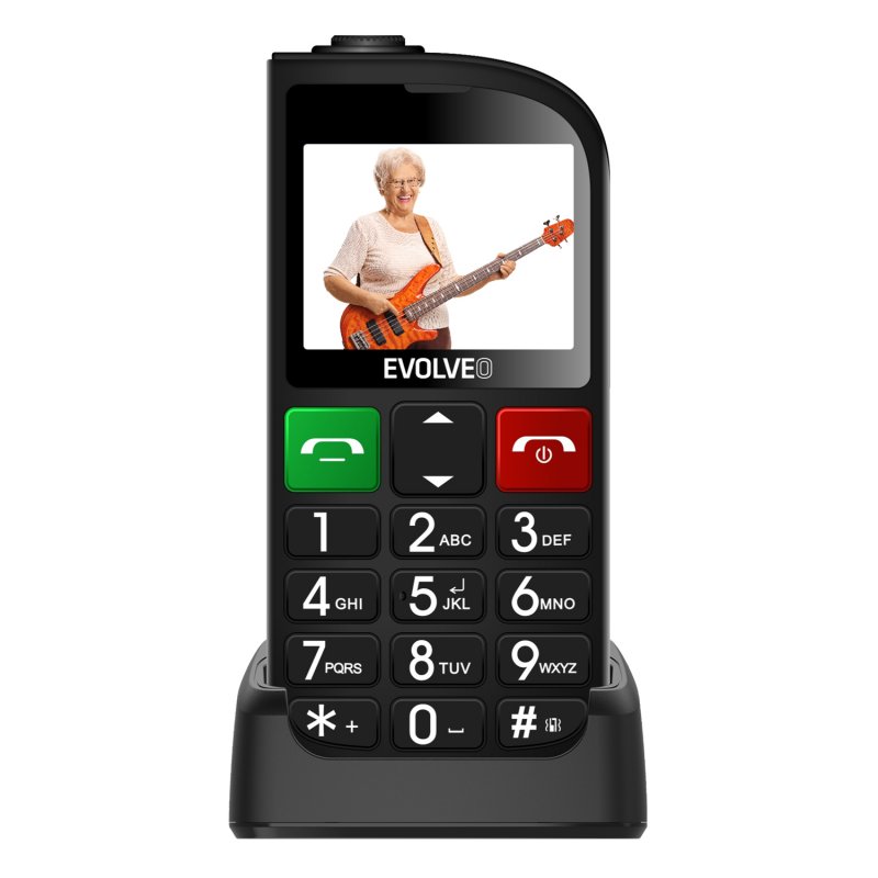 EVOLVEO EasyPhone FL, mobilní telefon pro seniory s nabíjecím stojánkem, černá - obrázek produktu