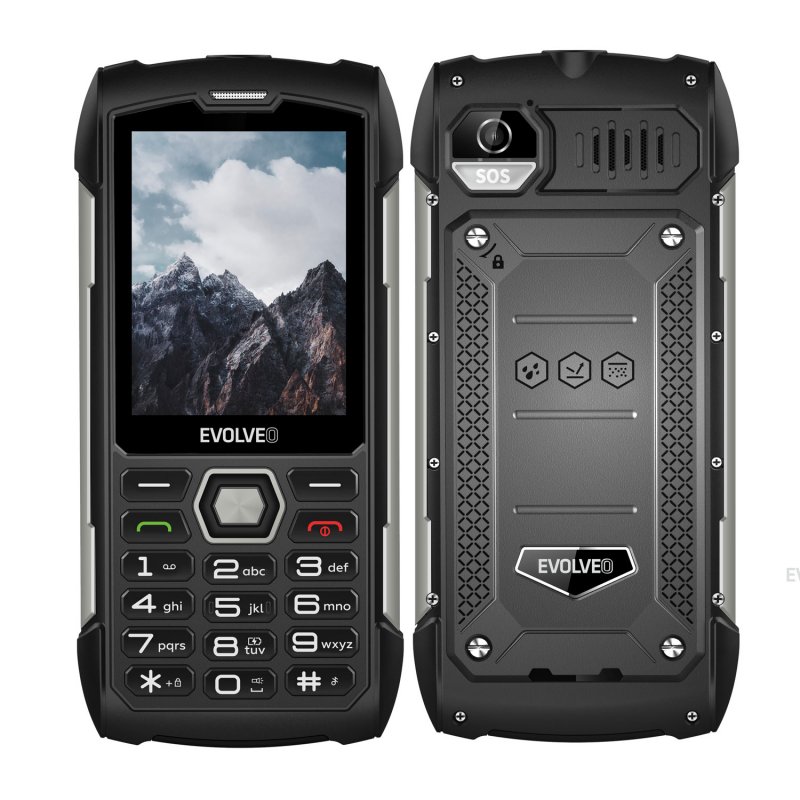 EVOLVEO StrongPhone H1, vodotěsný odolný Dual SIM telefon, černá-stříbrná - obrázek produktu