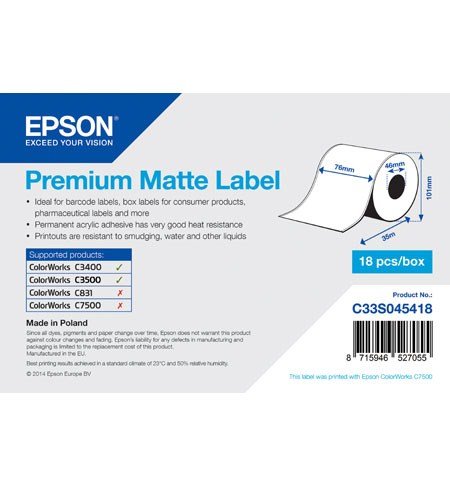 Premium Matte Label Cont.R, 76mm x 35m, MOQ 18ks - obrázek produktu