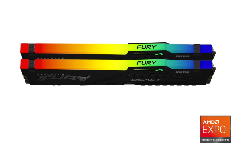 Kingston FURY Beast EXPO/ DDR5/ 32GB/ 5200MHz/ CL36/ 2x16GB/ RGB/ Black - obrázek produktu
