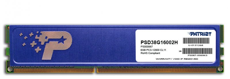 Patriot/ DDR3/ 8GB/ 1600MHz/ CL11/ 1x8GB/ Black - obrázek produktu