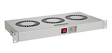 Chladící jednotka 19" 1U 3 ventilátory s bimetalovým termostatem RAL 7035 do 19" lišt VJ19-3-T-G - obrázek produktu