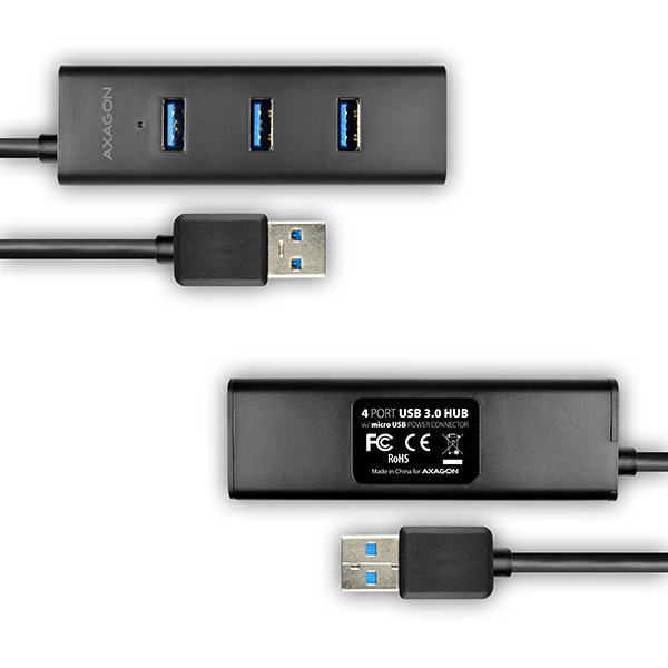 AXAGON HUE-S2BP, 4x USB 3.0 CHARGING hub, vč. AC adaptéru, kabel USB-A 1.2m - obrázek č. 8