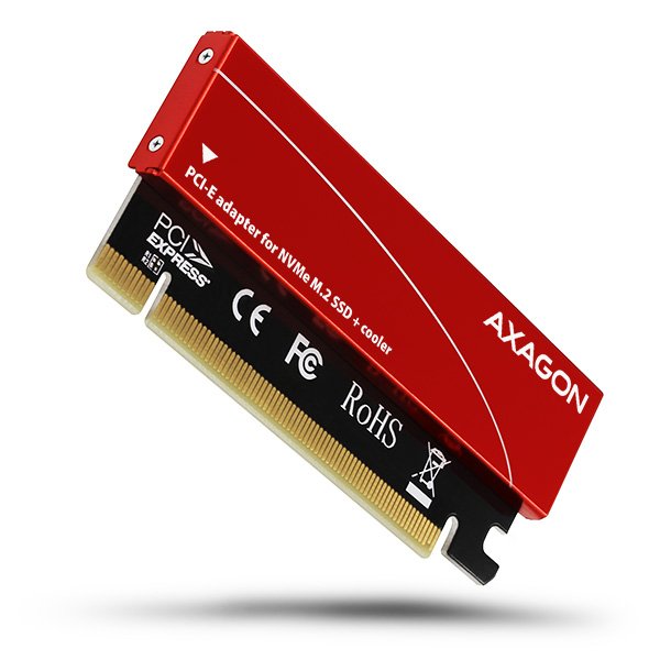 AXAGON PCEM2-S, PCIe x16 - M.2 NVMe M-key slot adaptér, kovový kryt pro pasivní chlazení - obrázek č. 1