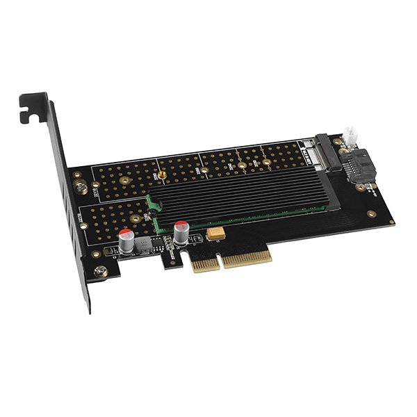 AXAGON PCEM2-DC, PCIe x4 - M.2 NVMe M-key + SATA B-key slot adaptér, chladič, vč. LP - obrázek č. 7