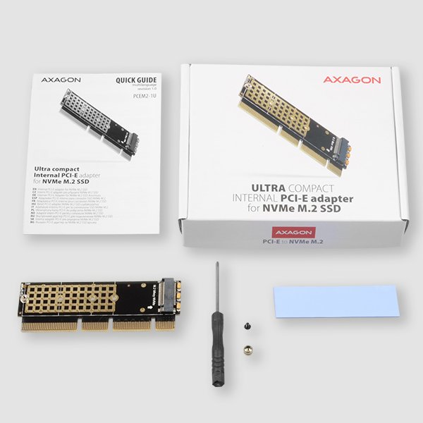 AXAGON PCEM2-1U, PCIe x16/ x8/ x4 - M.2 NVMe M-key slot adaptér, 1U - obrázek č. 5