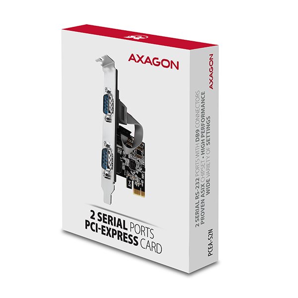AXAGON PCEA-S2N, PCIe řadič - 2x sériový port (RS232) 250 kbps, vč. LP - obrázek č. 5