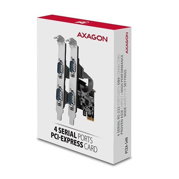 AXAGON PCEA-S4N, PCIe řadič - 4x sériový port (RS232) 250 kbps, vč. LP - obrázek č. 5