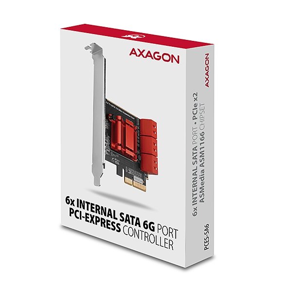 AXAGON PCES-SA6, PCIe řadič - 6x interní SATA 6G port, ASM1166, SP & LP - obrázek č. 5