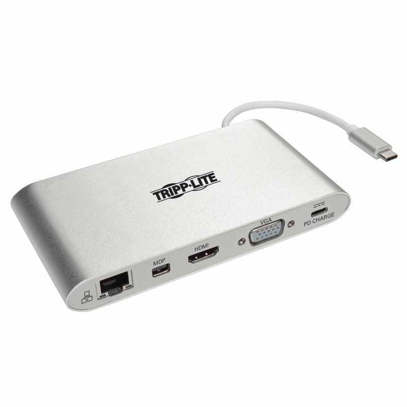 Tripplite Dokovací stanice USB-C/ 2x displej,HDMI 4K,mDP,VGA,USB 3.2 G1, USB-A/ C, GbE, 100W nabíjení - obrázek produktu