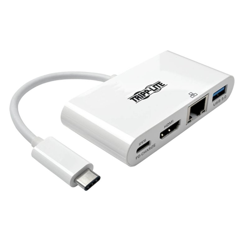 Tripplite Mini dokovací stanice USB-C /  HDMI, USB 3.0, GbE, 60W nabíjení, HDCP, bílá - obrázek produktu