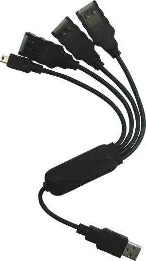 PremiumCord USB 2.0 HUB 4-portový, černý kabel - obrázek produktu