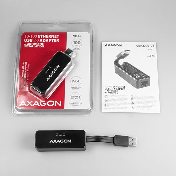 AXAGON ADE-XR, USB 2.0 - Fast Ethernet síťová karta, auto instal, černá - obrázek č. 7