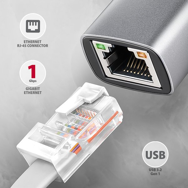 AXAGON ADE-TXPD, USB-C 3.2 Gen 1 - Gigabit Ethernet síťová karta, Asix AX88179, PD 100W, auto instal - obrázek č. 1