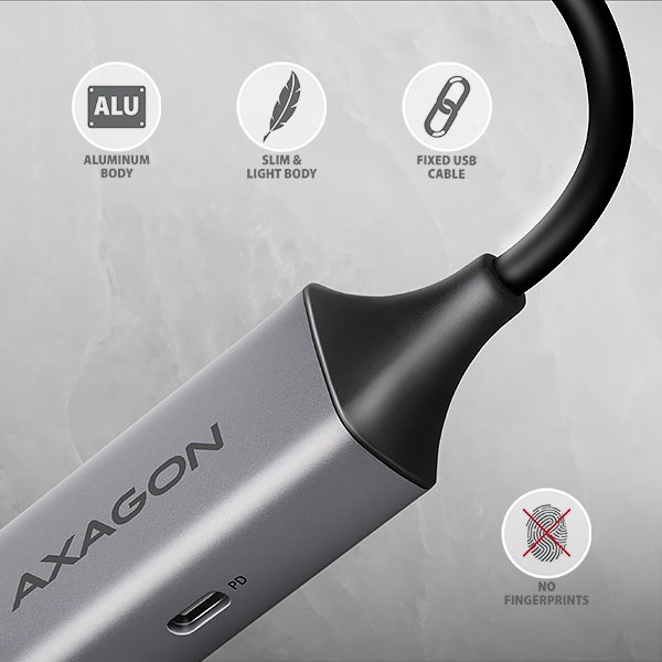 AXAGON ADE-TXPD, USB-C 3.2 Gen 1 - Gigabit Ethernet síťová karta, Asix AX88179, PD 100W, auto instal - obrázek č. 4