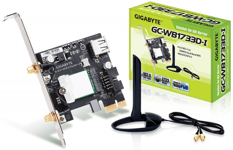 GIGABYTE PCI-E Wifi+BT 1733MBps 802.11a/ b/ g/ n/ ac - obrázek produktu