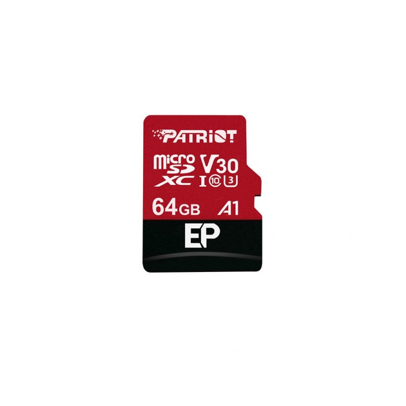 Patriot V30 A1/ micro SDXC/ 64GB/ 100MBps/ UHS-I U3 /  Class 10/ + Adaptér - obrázek produktu