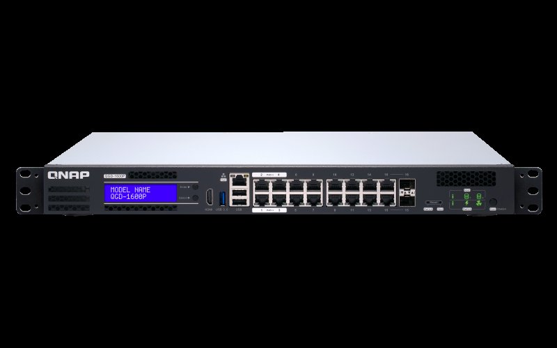 QNAP switch QGD-1600P-8G (4x 60W Gigabit PoE + 12x 30W Gigabit PoE (2x kombinovaný PoE/ SFP)) - obrázek produktu