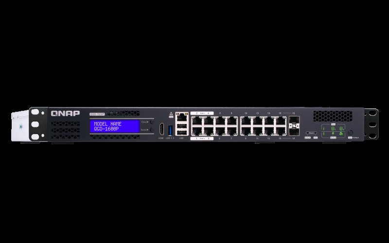 QNAP switch QGD-1600P-8G (4x 60W Gigabit PoE + 12x 30W Gigabit PoE (2x kombinovaný PoE/ SFP)) - obrázek č. 1