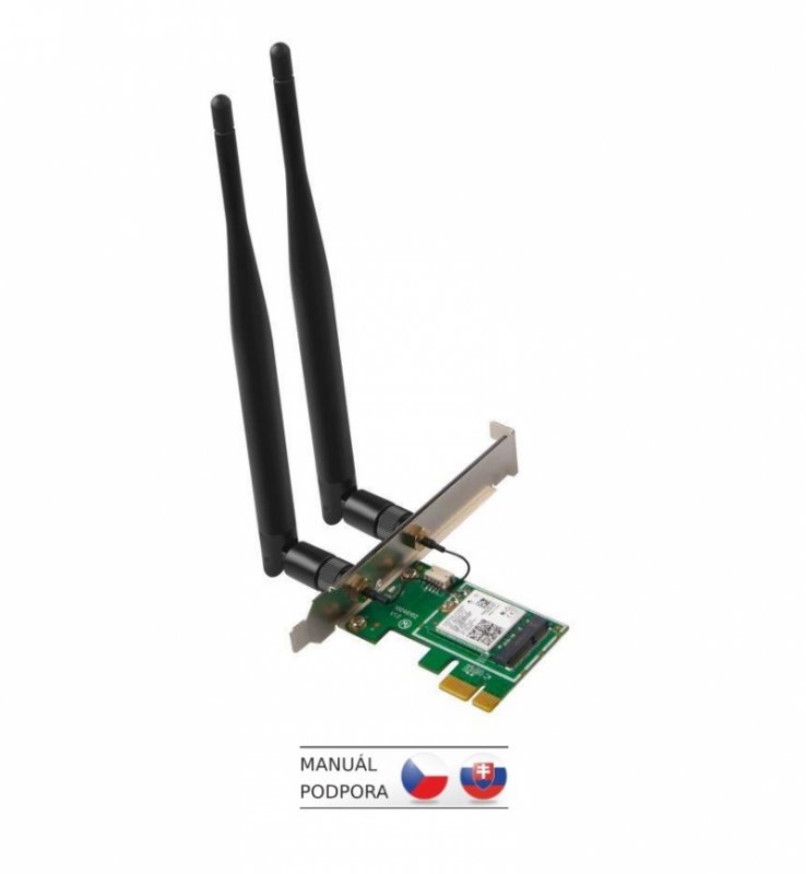 Tenda E12 Wireless AC1200 PCI Express Adapter 1167 Mbps, 2x 5 dBi, Windows 10/ 11, PCIe, autoinstall - obrázek produktu